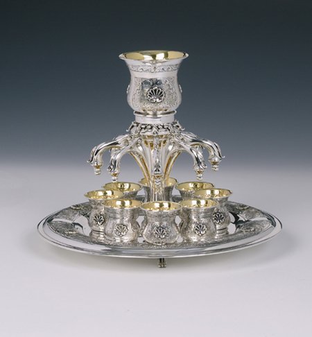 Shell 8 Cups Sterling Silver Wine Fountain