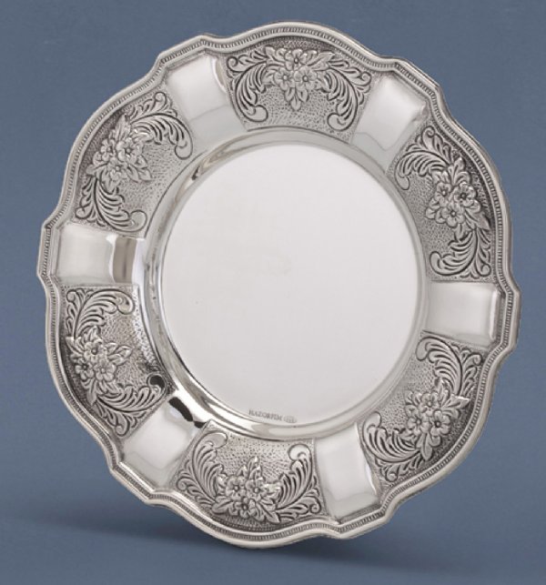Cobalt Decorated Silver Plate