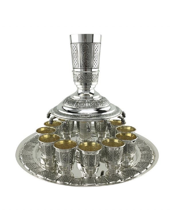 10 Cups Hadad Madlen Silver Wine Fountain