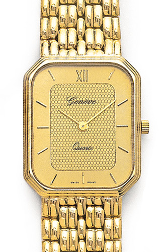 Euro Geneve 14K Yellow Gold Textured Face Mens Watch