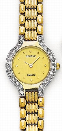 14K Yellow Gold Ladies Diamond Watch - Geneve Euro