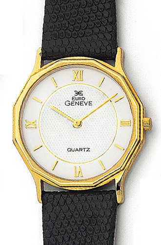 Euro Geneve Men's Watch -  14K Gold with Leather Band