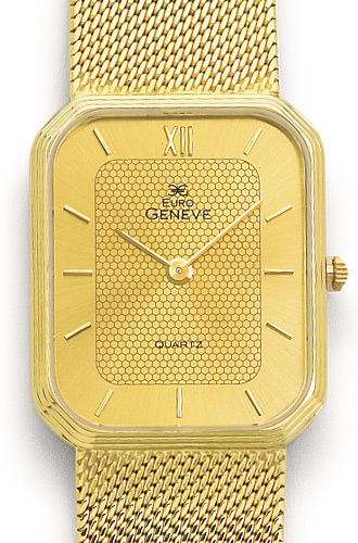 14K Yellow Gold Mens Watch - Geneve Euro