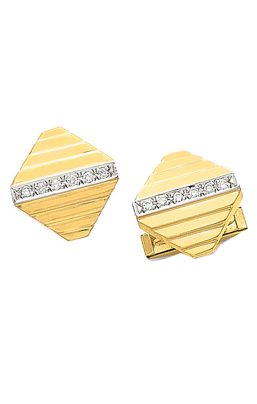 Gold Cufflinks - Triangular Yellow Gold and Diamond Cuff Links