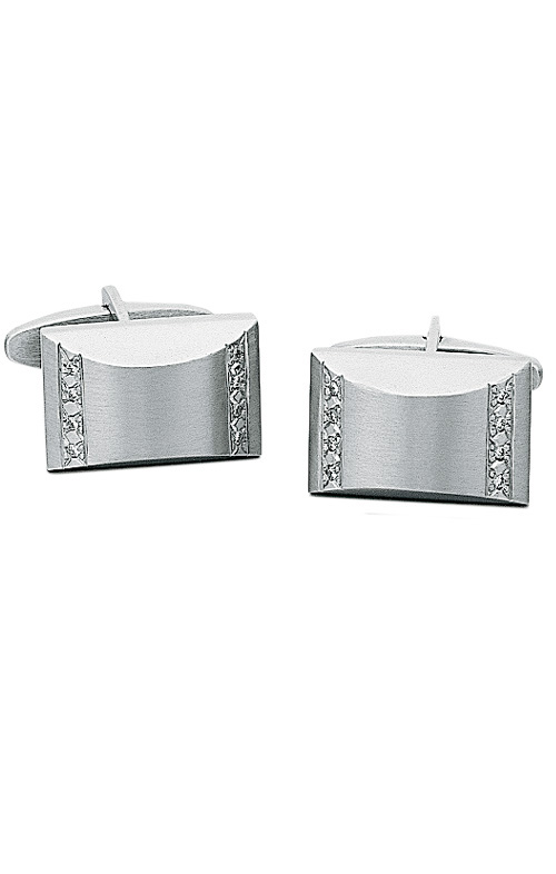 Pillow Shaped White Gold Cufflinks With Two Rows of Diamonds