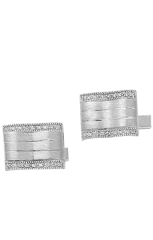 Wave Cufflinks with Two Rows of Diamonds