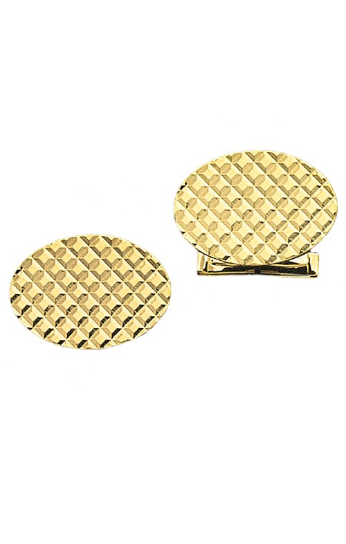 Yellow Gold Oval Waffle Style Cuff Links