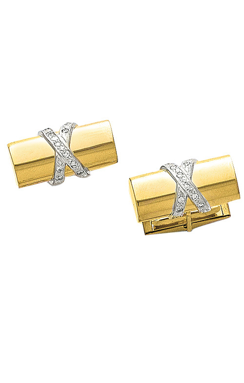 Gold Cylinder Cufflinks with Diamond X
