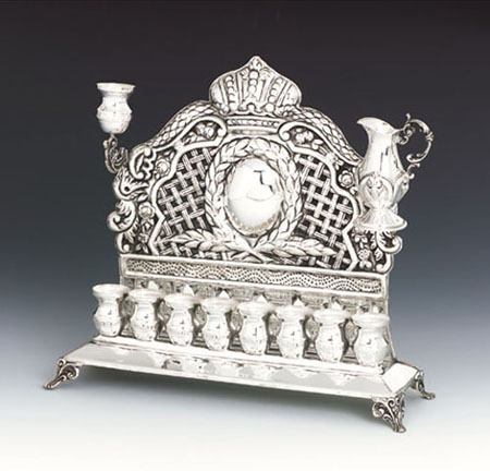 Hazorfim Sun Backwall Sterling Silver Menorah - 9"