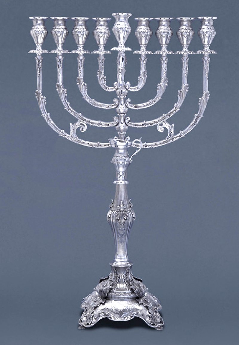 Hazorfim Gona with Berko Branches Sterling Silver Menorah  - 27"