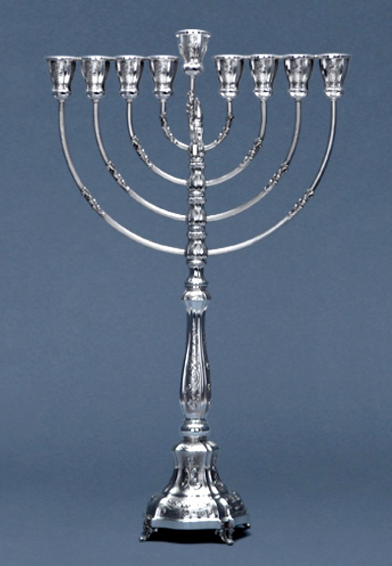 Hazorfim Bellagio Small Decorated Sterling Silver Menorah - 22"