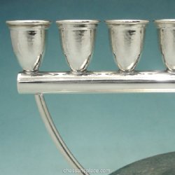 Hazorfim Hammered Keshet Silver Menorah - 7"