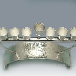 Hazorfim Hammered Keshet Silver Menorah - 7"