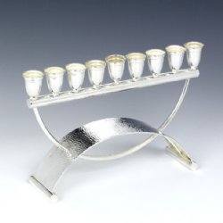 Hazorfim Hammered Keshet Silver Menorah - 7"