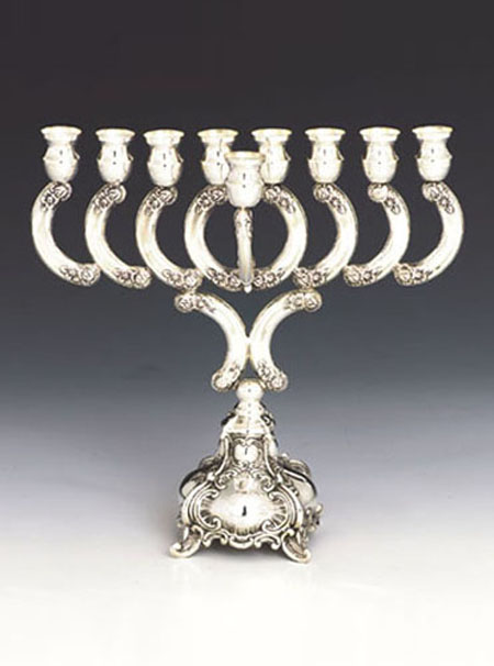 Hatzorfim Ben Yehuda Silver Menorah - 10"