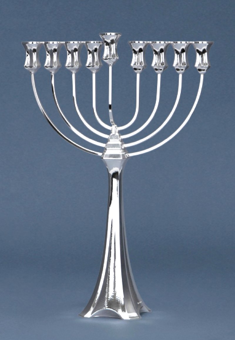 Hazorfim Lior Hammering Sterling Silver Menorah - 18"