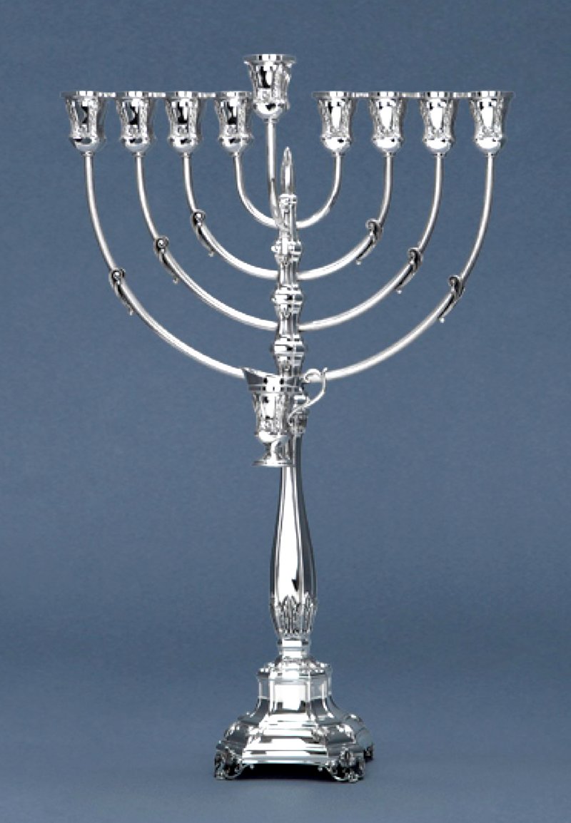 Hazorfim Bakio Smooth Sterling Silver Menorah - 22"