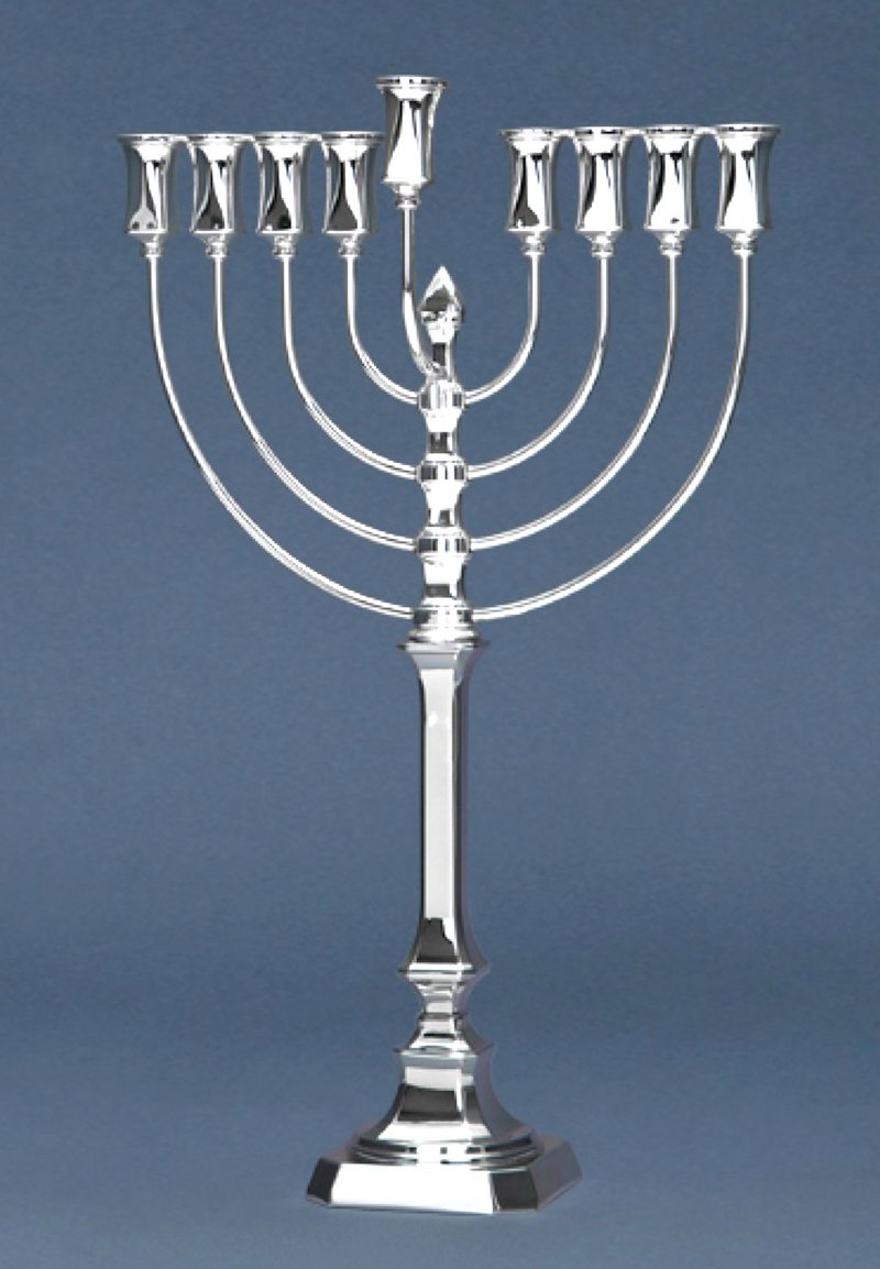 Hazorfim Bugatti Smooth Sterling Silver Menorah - 19"