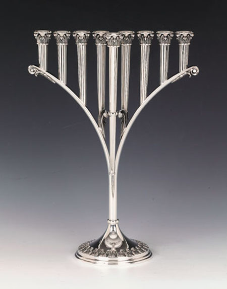 Hazorfim Korintos Silver Menorah - 14"