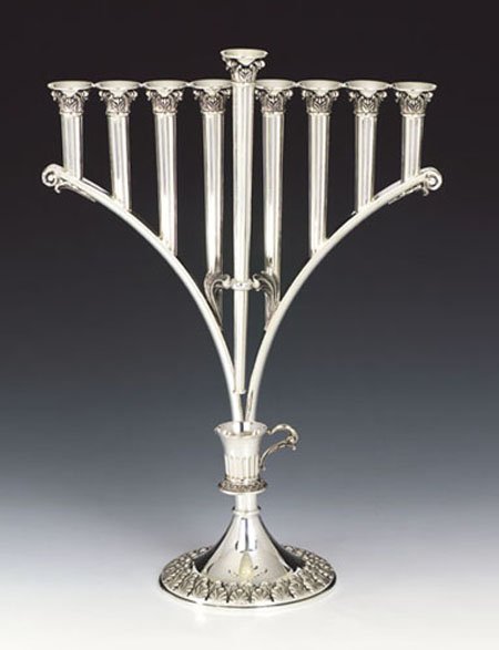 Hazorfim Korintos Silver Menorah - 18"