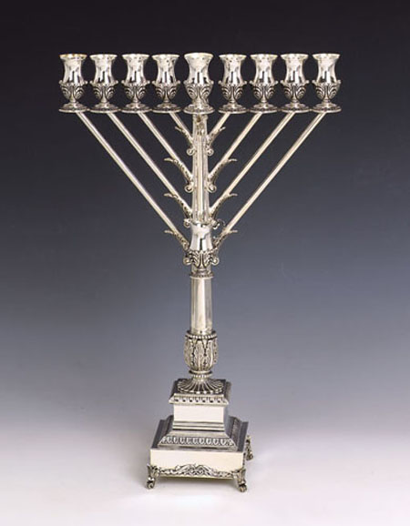 Hazorfim Rambam (Chabad) Roma Silver Menorah - 25"