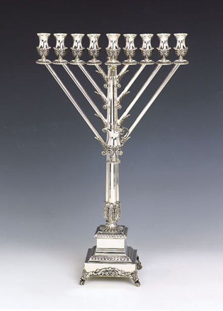 Hazorfim Rambam (Chabad) Roma Silver Menorah - 22"