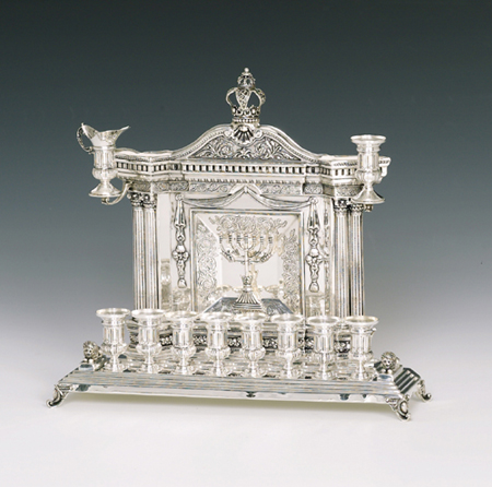 Hazorfim Versai Silver Backwall Menorah - 14"