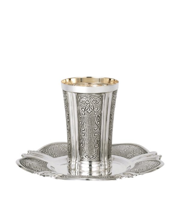 Sgula Hammered Sterling Silver Kiddush Cup Set