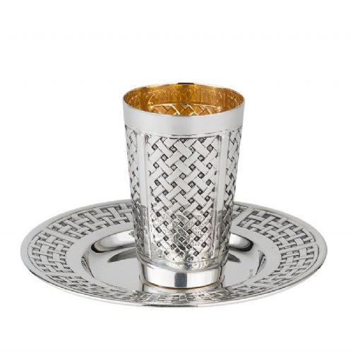 Braided Sterling Silver Kiddush Cup Set