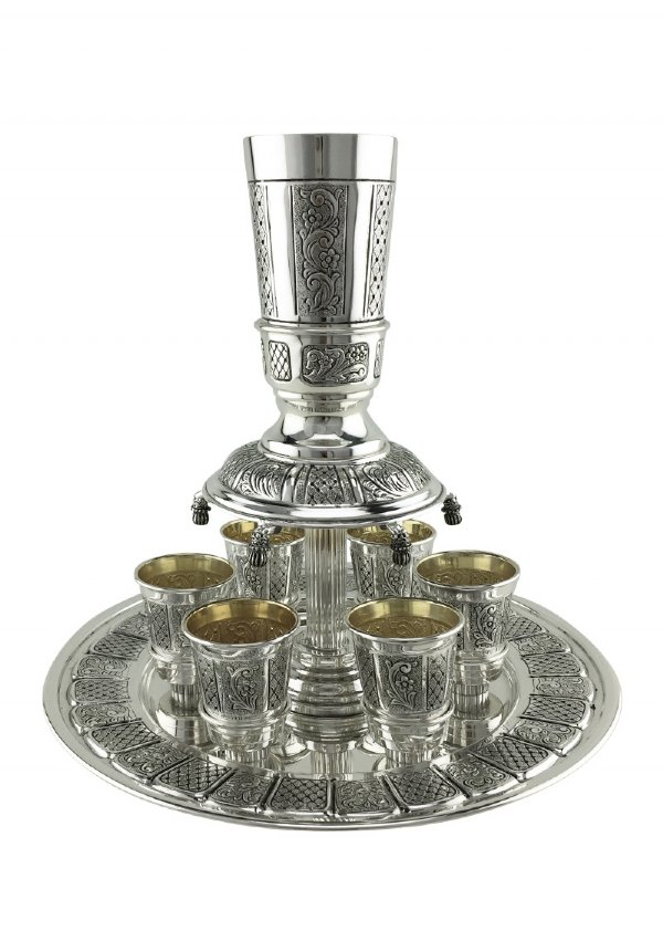 6 Cups Hadad Madlen Silver Wine Fountain