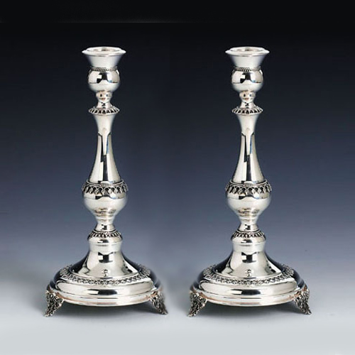 Hazorfim Filigree Sterling Silver Candlesticks - 9"