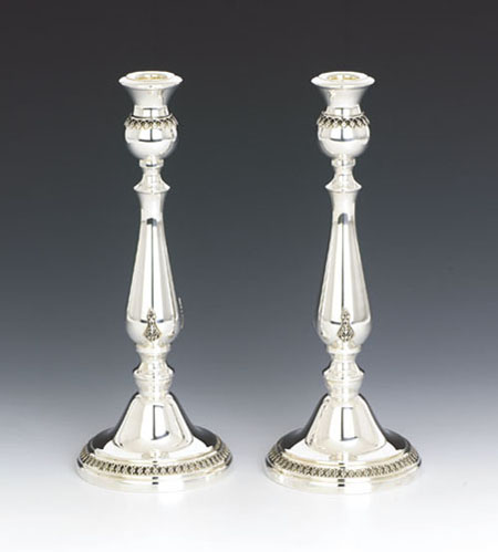 Hatzorfim Filigree Sterling Silver Candlesticks - 11"