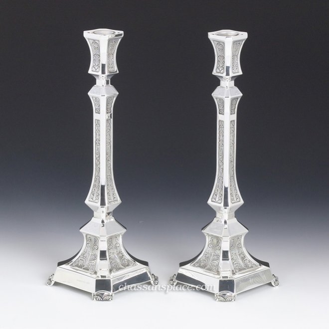 Hazorfim Naora Silver Candlesticks - 13"