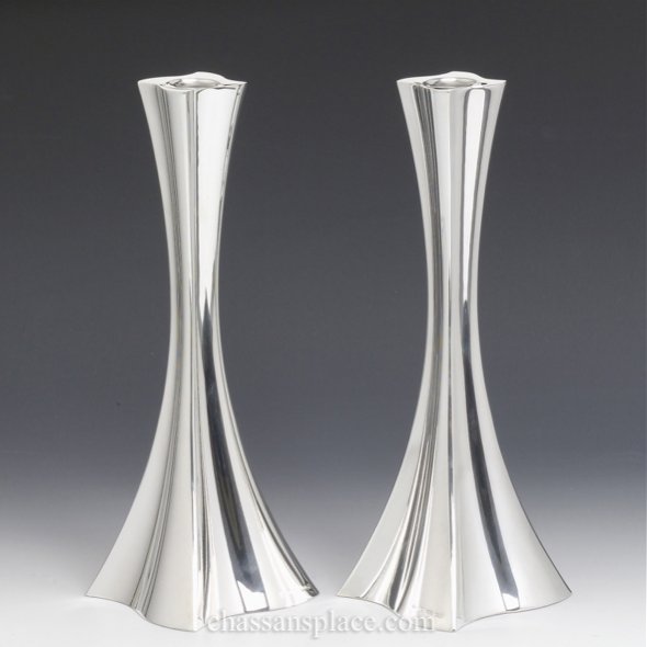 Hazorfim Bolero Silver Candlesticks - 12"