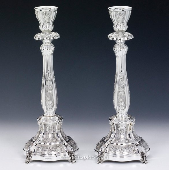 Hazorfim Bellagio Silver Candlesticks - 15"