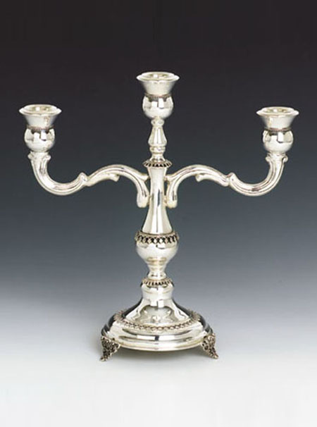 Sterling Silver Short Filigree Candelabra 3 Lights