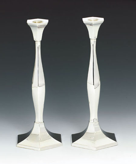 Hazorfim Goldwasser Sterling Silver Candlesticks - 11"