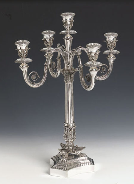 Sterling Silver Trio Big Candelabra 5 Lights