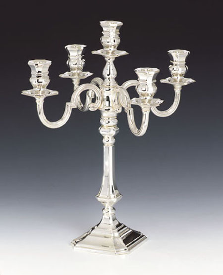 Sterling Silver Tall Diamanty Candelabra 5 Lights