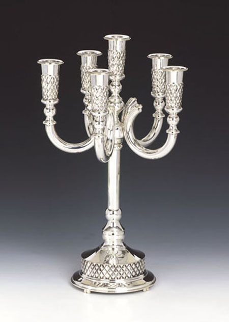 Sterling Silver Chocolate Bagel Candelabra 6 Lights