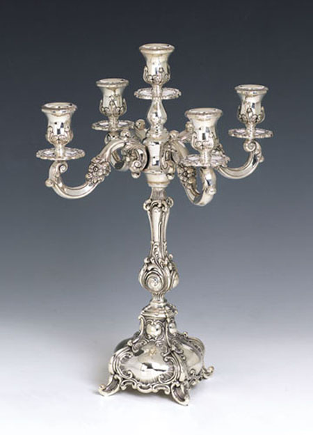 Sterling Silver Ben Yehuda Med. Candelabra 5 Lights