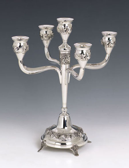 Sterling Silver Big Roses Candelabra 5 Lights