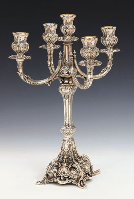 Sterling Silver Kush Small Candelabra  5 Lights