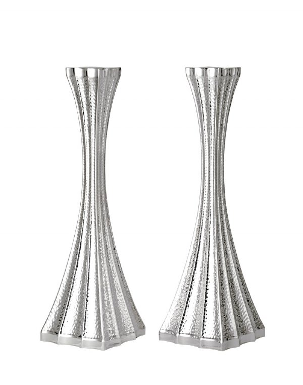 Galil Sterling Hammered Silver Candlesticks - 10"