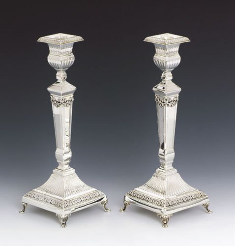 Hazorfim Rubin Sterling Silver Candlesticks - 11"