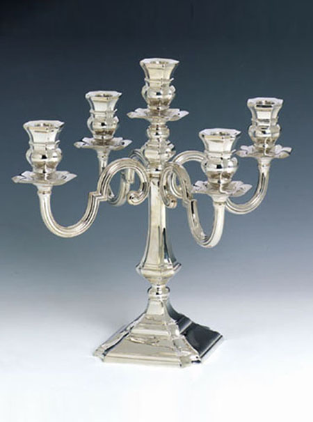 Sterling Silver Diamanty Short Candelabra 5 Lights