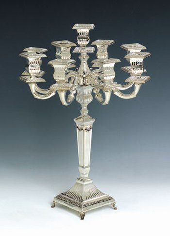 Hazorfim Rubin Sterling Silver Candelabra 9 Lights