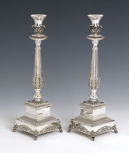 Hazorfim Roma Silver Candlesticks - 17"