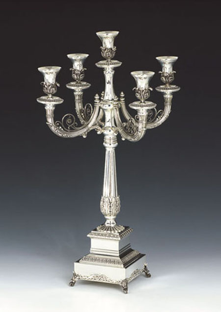 Sterling Silver Roma Candelabra Casting 5 Lights