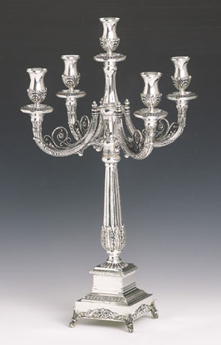 Sterling Silver Roma Small Candelabra Casting 5 Lights